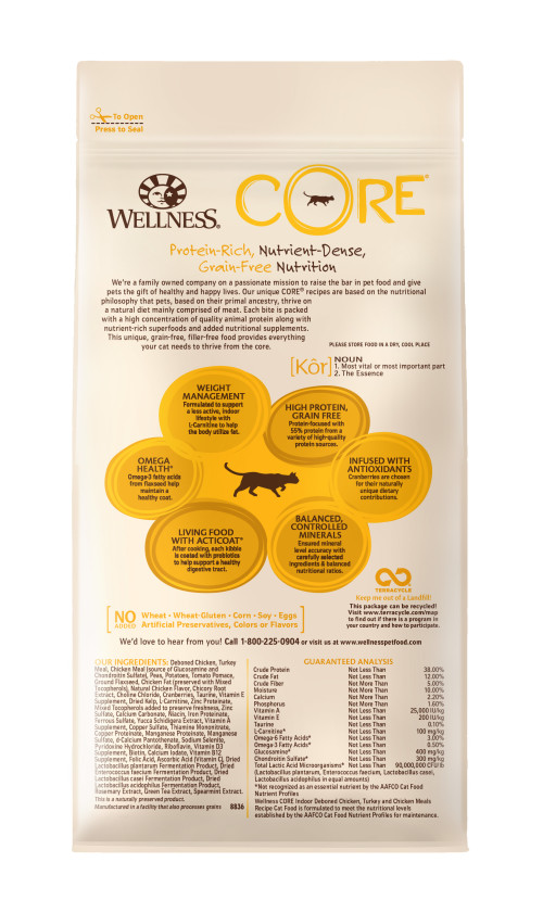 Wellness CORE Grain Free Indoor Deboned Chicken, Turkey & Chicken Meal